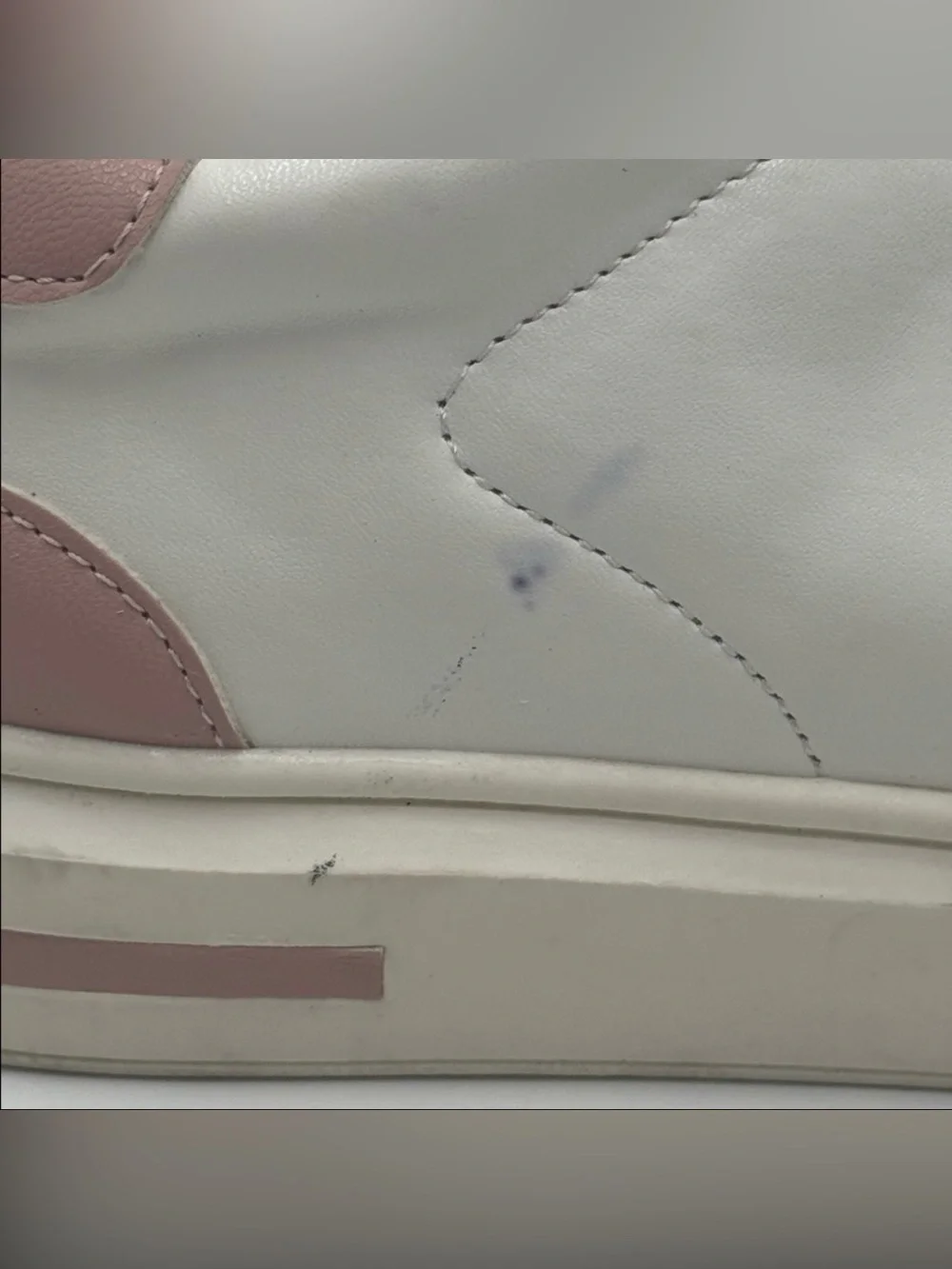 Sincerly Jules White Slip-On Sneakers with Dusty Rose Accents and Crystal Studs